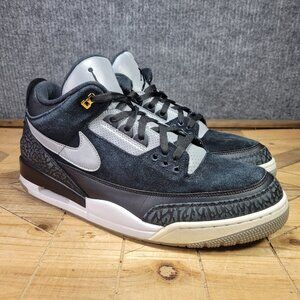 Nike Air Jordan 3 Mens 15 Retro Tinker Hatfield SP Black Cement Metallic Gold